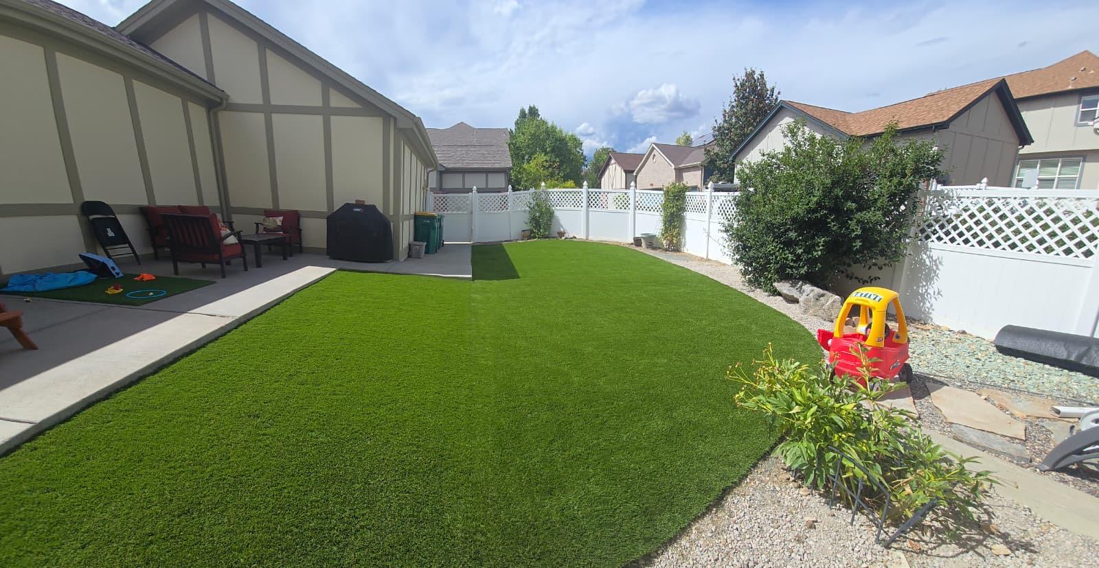 Artificial Turf Backyard Installation - After